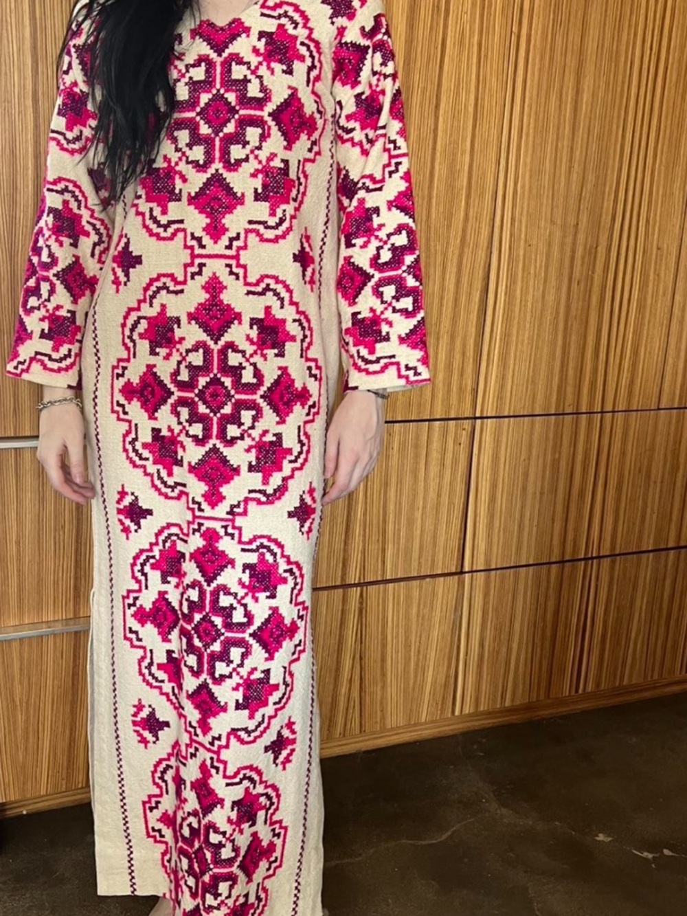 Stunning vintage 70s bohemian embroidered maxi dress boho wedding dress